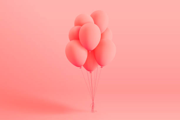istock Set of realistic mat helium balloons floating on pink background. Vector 3D balloons for birthday, party, wedding or promotion banners or posters. Vivid illustration in pastel colors. 1035761956