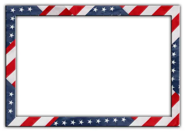 American flag frame border on white