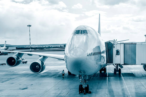 istock Passenger plane in airport . Aircraft maintenance. 1035765132