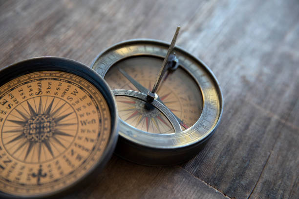 istock Antique Compasses on Old Wood 1035768386