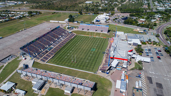 Aerial photo of 1300 Smiles Stadium, home of the North Queensland Cowboys