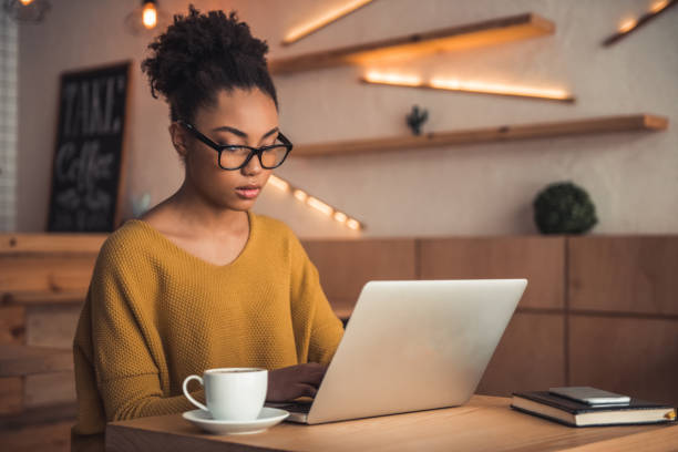 istock Afro American girl in cafe 1035786256