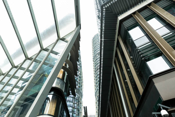 istock Low angle view of office buildings, skyscrapers, copy space 1035796346