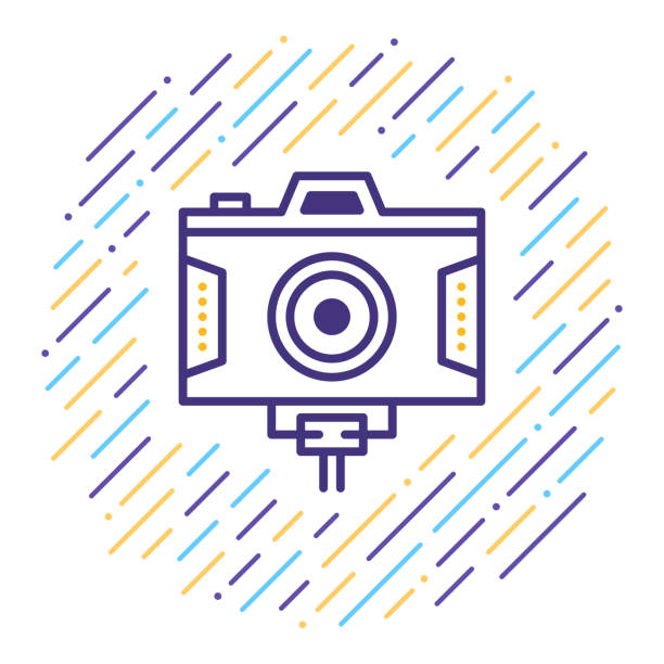 Digital Video Line Icon Line vector icon illustration of digital camera. hhh stock illustrations
