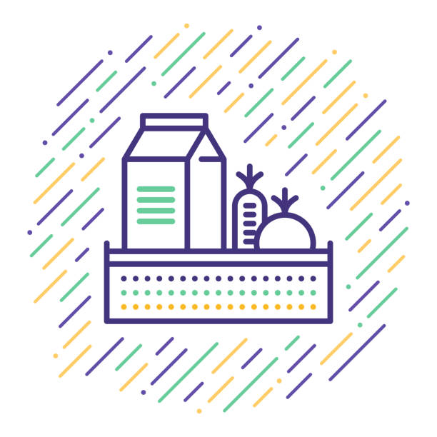 Supermarket Shopping Line Icon Line vector icon illustration of supermarket shopping. hhh stock illustrations