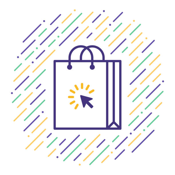 Shopping Online Line Icon Line vector icon illustration of shopping web site. hhh stock illustrations
