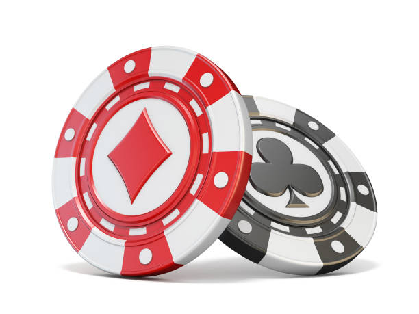 Gambling chips diamond and club 3D Gambling chips diamond and club 3D render illustration isolated on white background token stock pictures, royalty-free photos & images