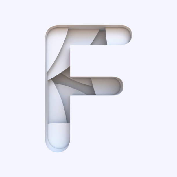 istock White abstract layers font Letter F 3D 1035811898