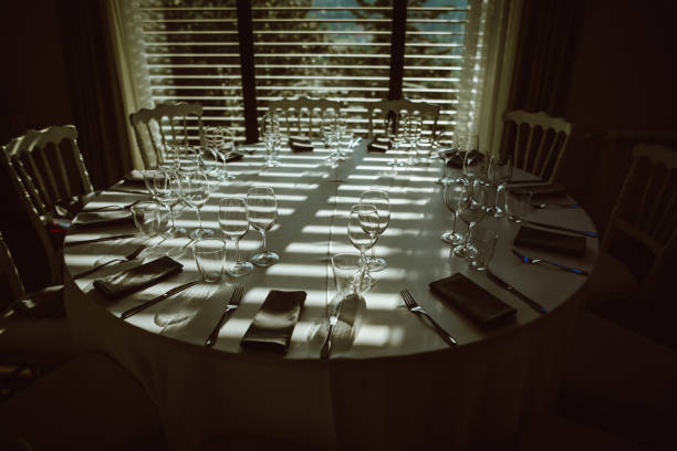 Nice laid table with wine glasses, napkin, and silverware