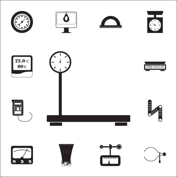 ładunku mechanicznego scalesicon. elementy pomiarowe ikony uniwersalny zestaw do internetu i urządzeń mobilnych - heat exchanger stock illustrations