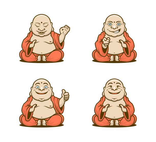 Buddhist Monk Cartoon Characters Vector Set Stock Illustration - Download  Image Now - Buddha, Laughing, Cartoon - iStock