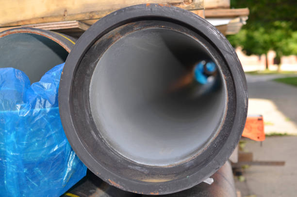 Closeup of steel pipe abstract