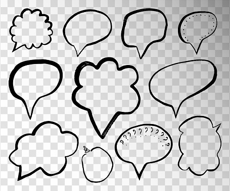 Sample Text Bubbles Speech Bubbles Isolated On Transparent Background Handdrawn Painted ...