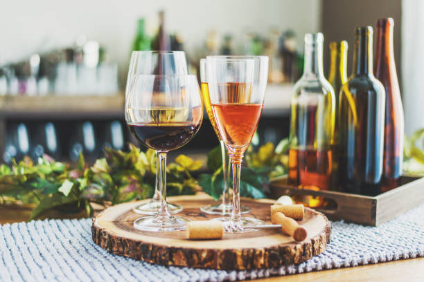 istock Wine tasting theme with various bottles of wine and glasses 1035898096