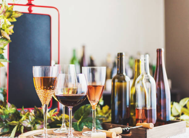 istock Wine tasting theme with various bottles of wine and glasses 1035898102