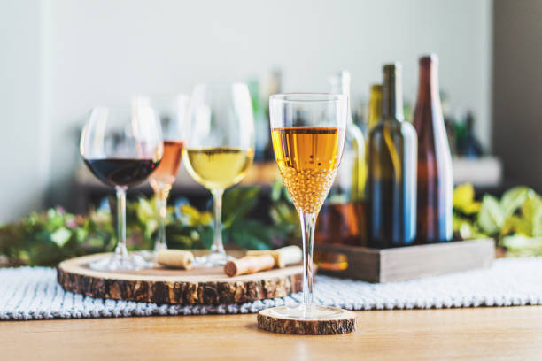 istock Wine tasting theme with various bottles of wine and glasses 1035898104