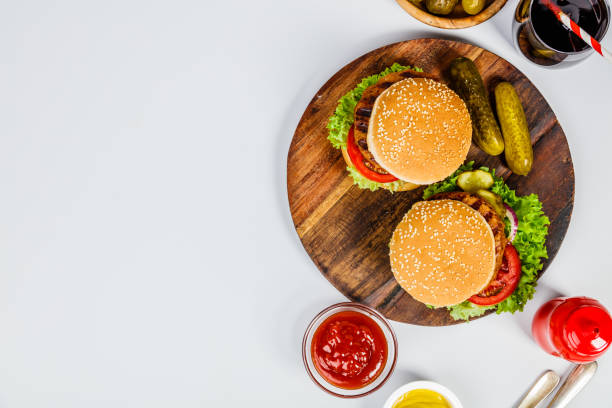 istock Homemade hamburgers, flat lay 1035906312