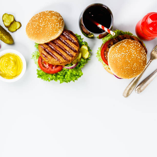 istock Homemade hamburgers, flat lay 1035906342