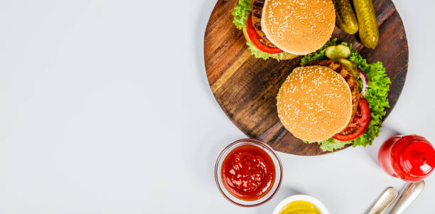istock Homemade hamburgers, flat lay 1035906348