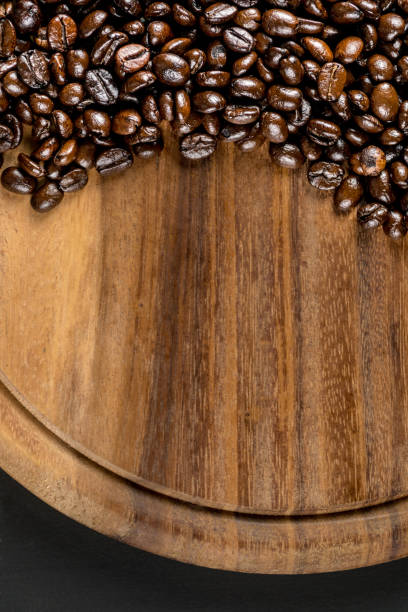coffee bean on cutting board stock photo