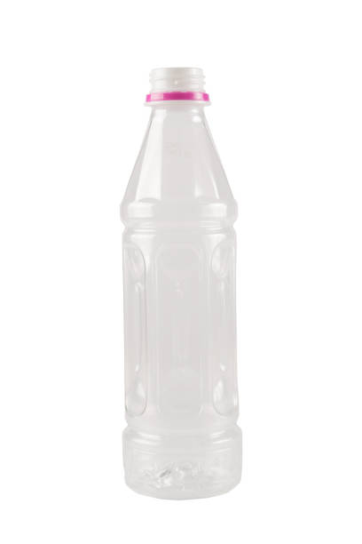 plastic bottle on white background stock photo