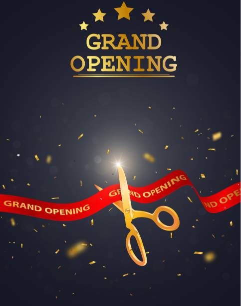 Grand opening card design with red ribbon Vector Illustration of Grand opening card design with red ribbon
eps10 gold scissors stock illustrations