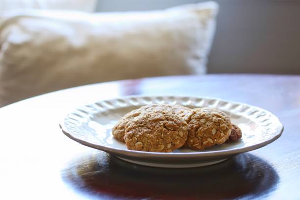 Homemade Anzac Biscuits stock photo