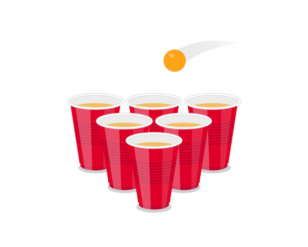 illustrations, cliparts, dessins animés et icônes de flyer tournoi de beer pong tasses rouges et la balle de ping-pong - disposable cup plastic beer bottle