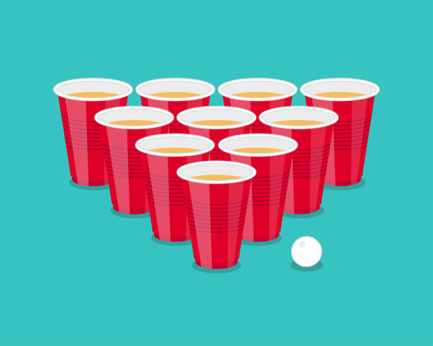 illustrations, cliparts, dessins animés et icônes de flyer tournoi de beer pong tasses rouges et la balle de ping-pong - disposable cup plastic beer bottle