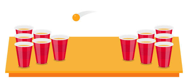 illustrations, cliparts, dessins animés et icônes de flyer tournoi de beer pong tasses rouges et la balle de ping-pong - disposable cup plastic beer bottle