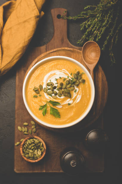 istock Pumpkin cream soup with pumpkin seeds 1035954056