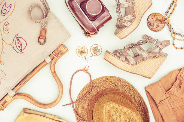 istock Woman Summer Accessorize In Retro Style On White Background 1035956358