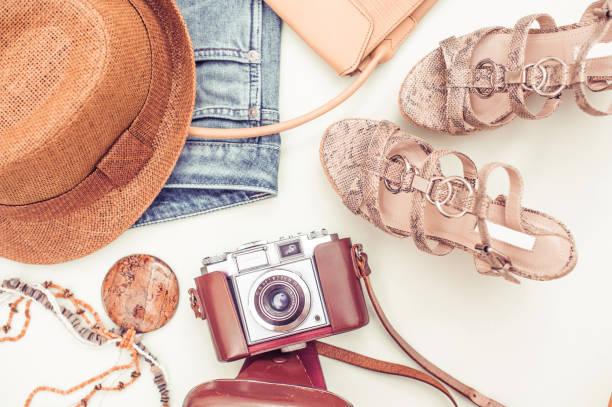 istock Woman Summer Accessorize In Retro Style On White Background 1035956362