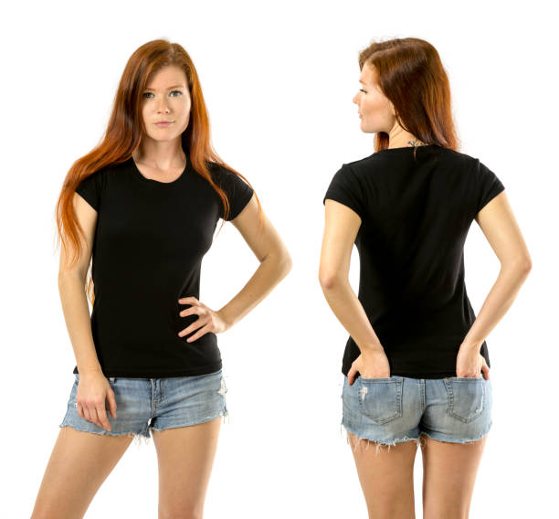 istock Redhead woman wearing blank black shirt 1035971228