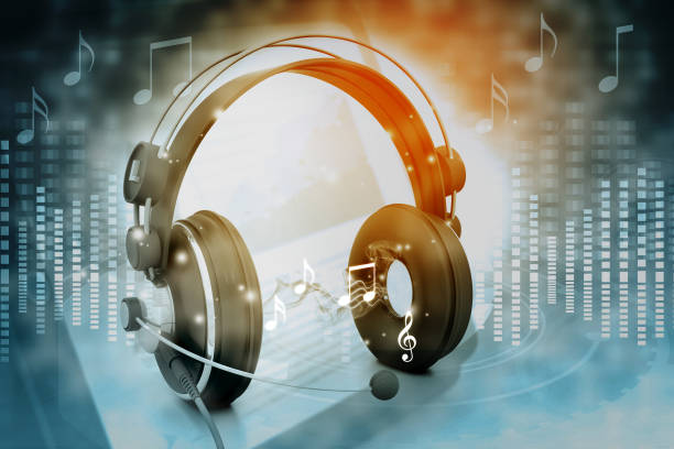 istock Headphone with music symbols 1035980566