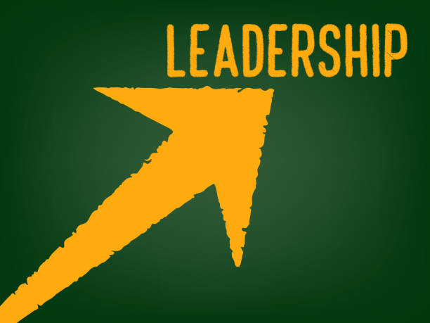 istock Leadership concept - Arrow with a text on chalk board 1035982568