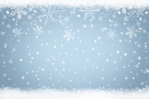 istock Abstract light blue background Winter snow landscape with falling snowflakes 1035985308