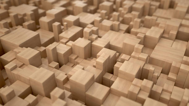 istock Pattern from wooden cubes of different sizes 1035988088