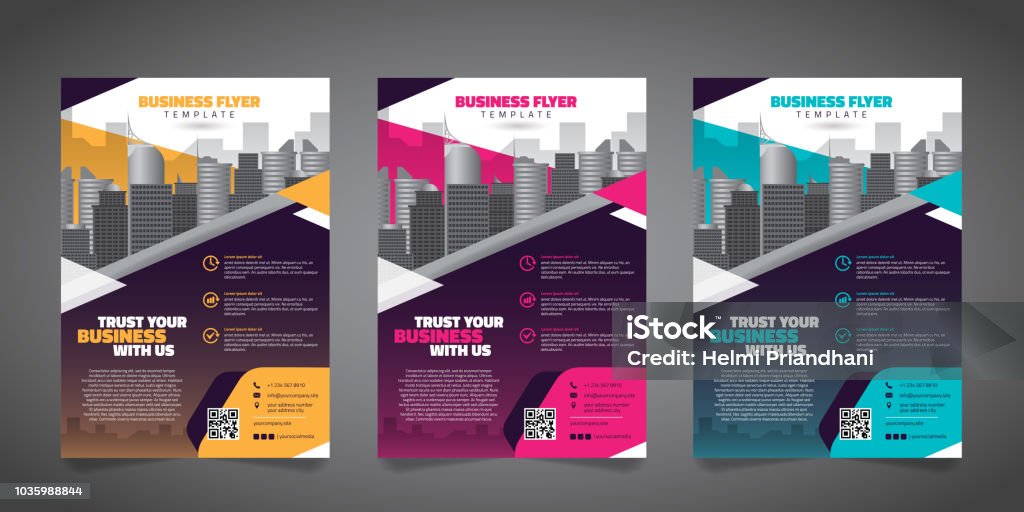Corporate Business Flyer Design Template with 3 Various Options. Vector Illustration. Abstract stock vector