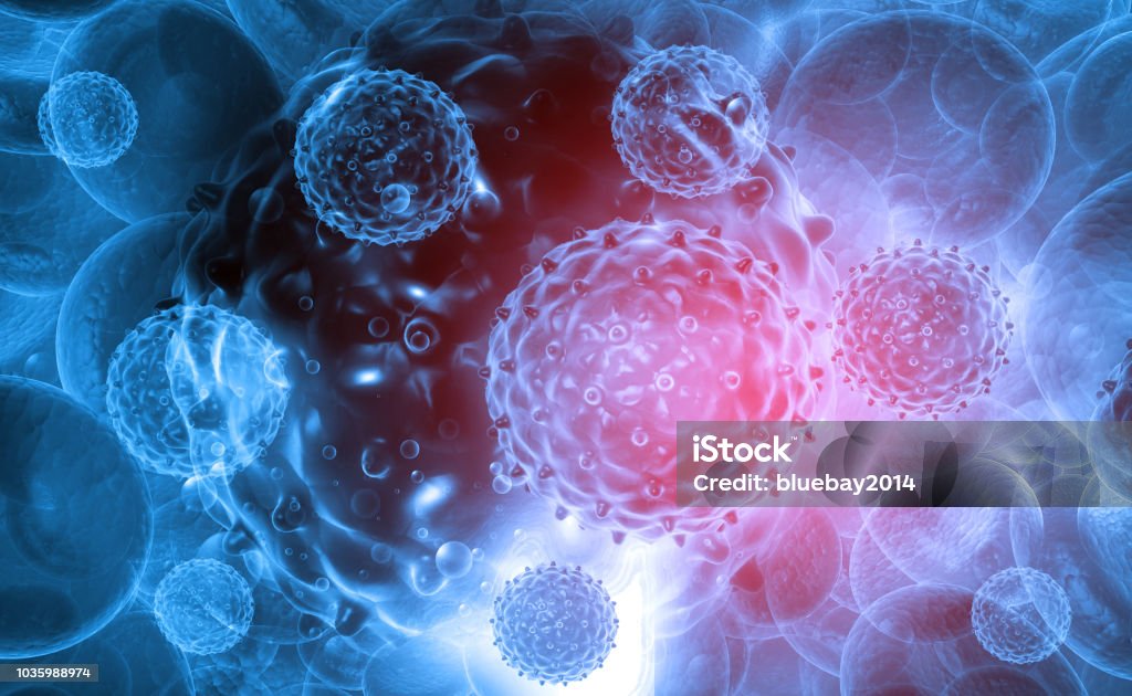 Virus su sfondo astratto - Foto stock royalty-free di Virus del papilloma umano