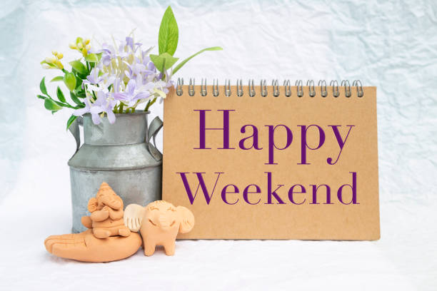 istock Happy Weekend card with elephants clay sculpture 1035989550