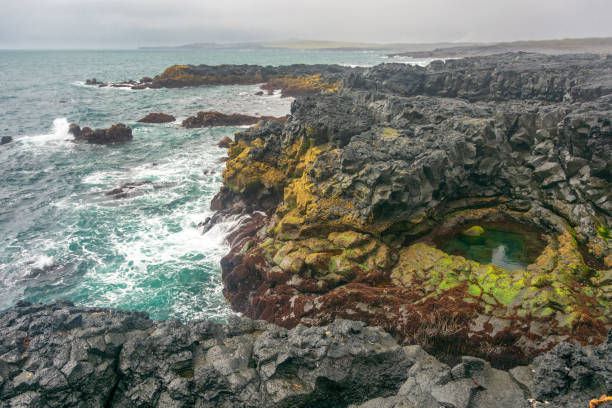 Brimketill naturally carved pool and lava