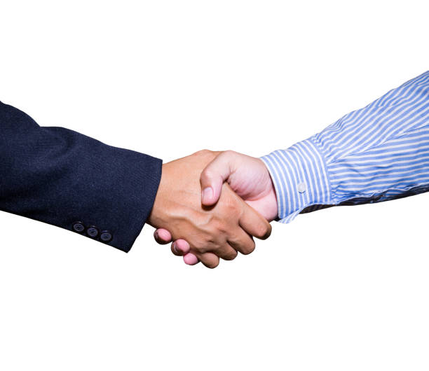 istock handshake and business people concepts. Two men shaking hands isolated on white background. Close-up image of handshake between two business man. 1036006280