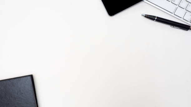 istock Office desk table with smart phone, mouse, keyboard,Envelope,Top view with  copy space 1036010346