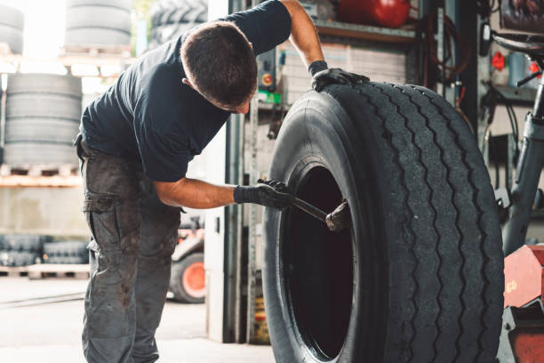 istock Taking care of the tire 1036012954