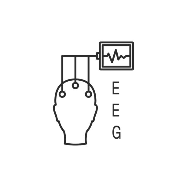 ikona linii wektorowej elektroencefalografii - electrode stock illustrations