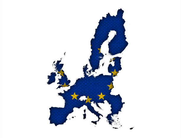 istock Map and flag of the EU on old linen 1036013608