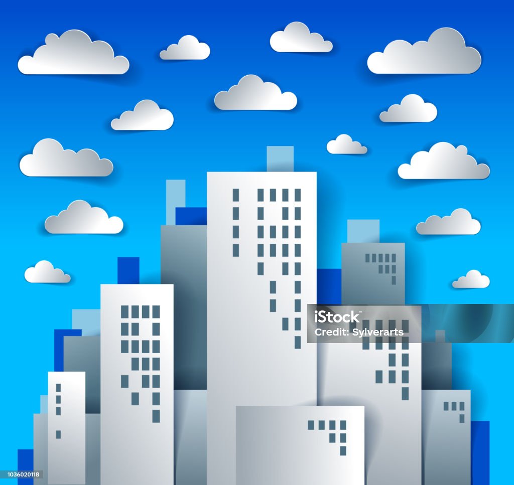 Ilustración de Ilustración De Vector De Dibujos Animados De Paisaje Urbano En Papel Cortado Estilo De Aplicación De Los Niños Ciudad Altos Edificios Inmuebles Casas Y Nubes En El Cielo y más Ilustración de Ilustración De Vector De Dibujos Animados De Paisaje Urbano En Papel Cortado Estilo De Aplicación De Los Niños Ciudad Altos Edificios Inmuebles Casas Y Nubes En El Cielo y más