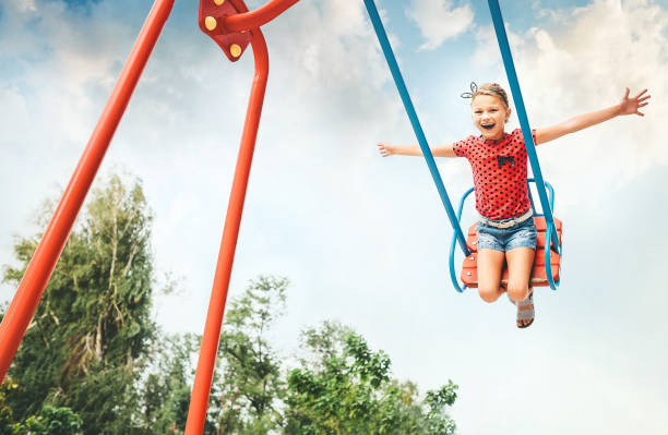istock Little girl swing on swing 1036021862