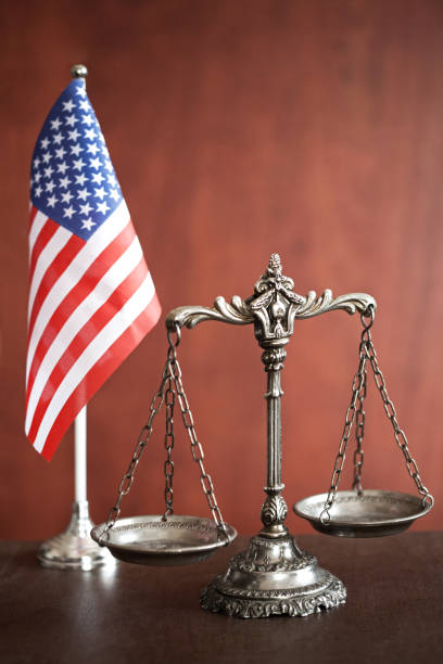 istock Scale and flag of USA 1036024126